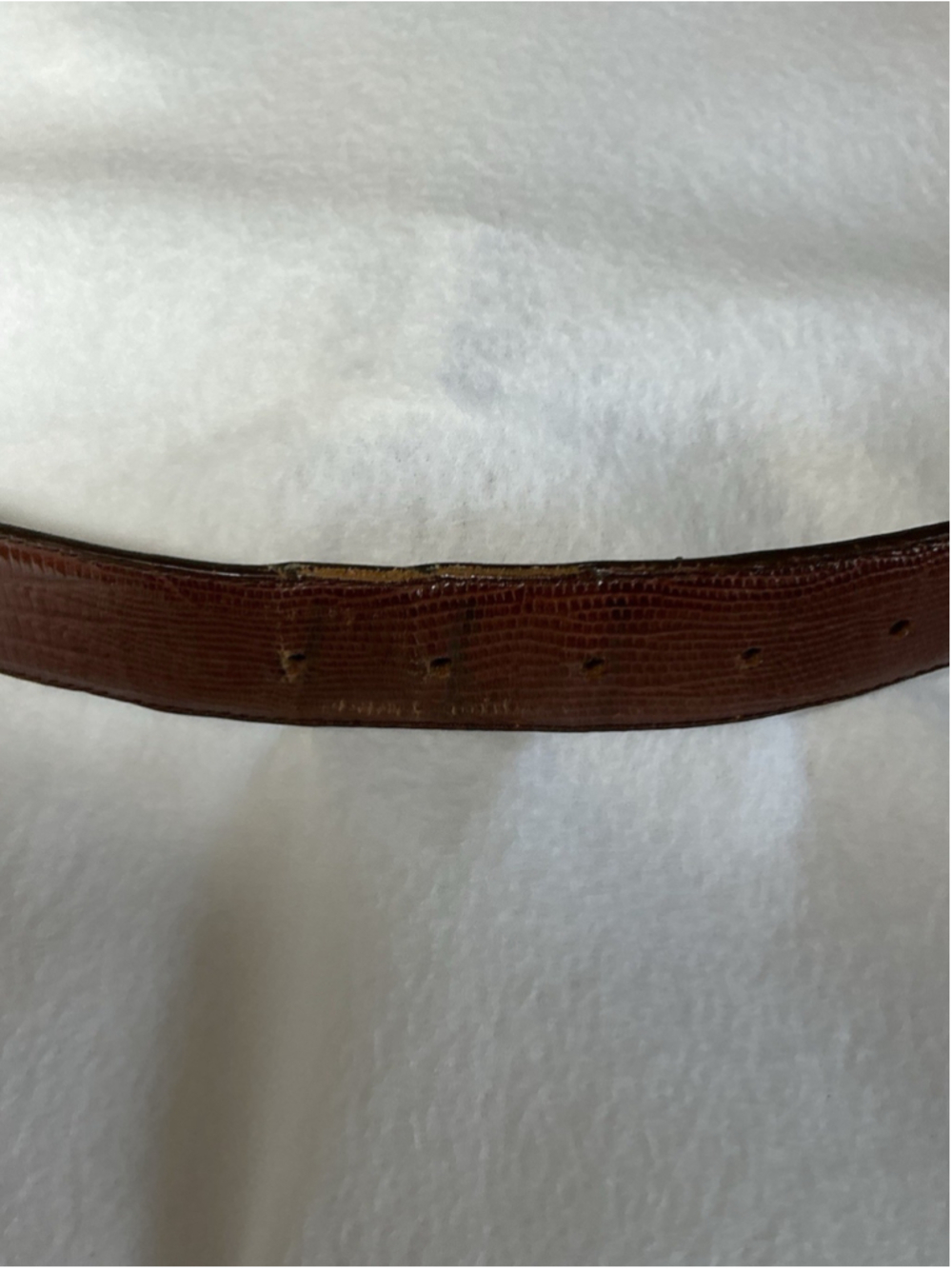 Vintage Al Beres USA Lizard Leather Belt Sz 30 Brown Western 3 Piece Tip Buckle - Picture 9 of 15